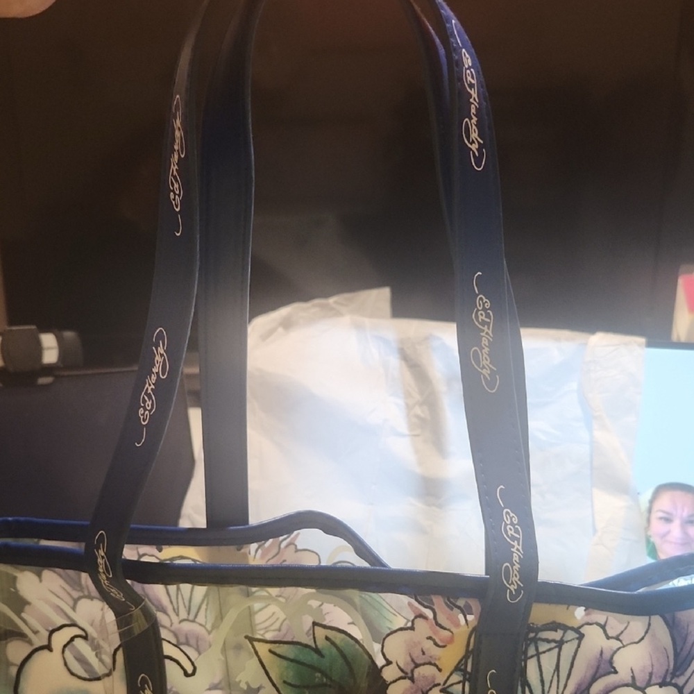 Ed Hardy Blue and Pink Floral Tote Bag - Picture 4 of 4